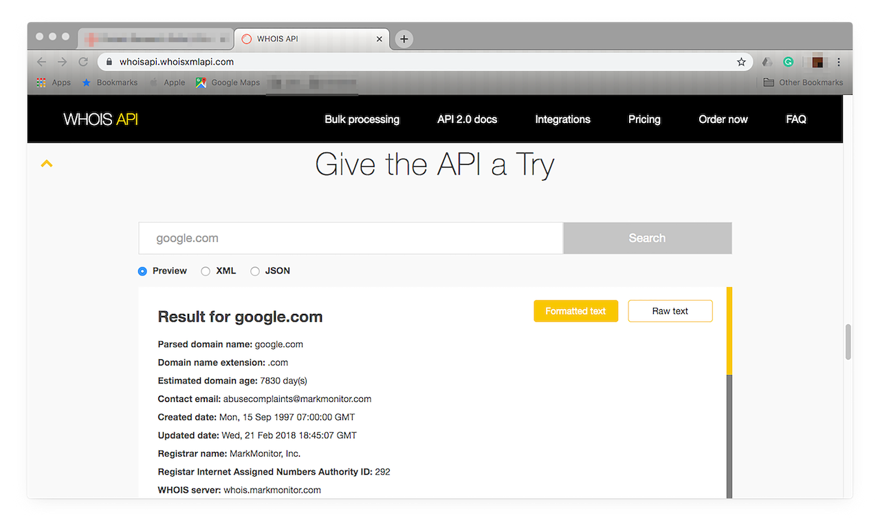 Scroll down until you find the Give the API a Try section.