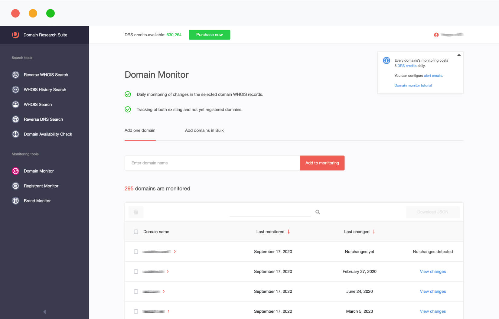 Domain Research Suite, Search & Monitor Tools