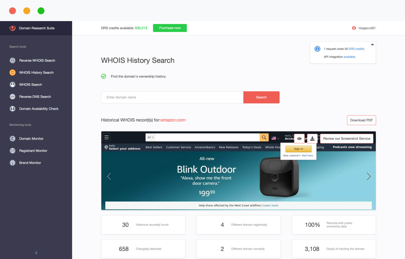 WHOIS History Search